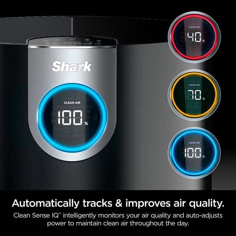 slide 2 of 19, Shark Air Purifier MAX with True NanoSeal HEPA, Cleansense IQ, Odor Lock, Cleans up to 1200 Sq. Ft, Charcoal Gray, HP202: Programmable Timer, 1 ct