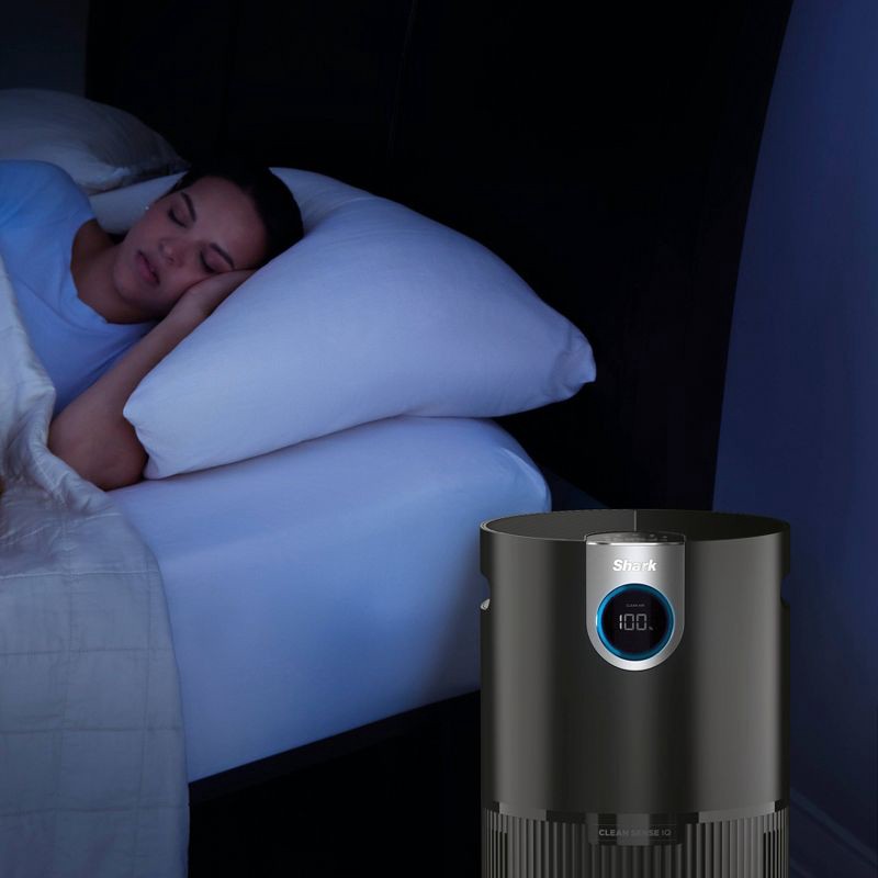 slide 13 of 19, Shark Air Purifier MAX with True NanoSeal HEPA Cleansense IQ Odor Lock Cleans up to 1200 sq ft Charcoal Gray HP202: Programmable Timer, 1200 sq ft