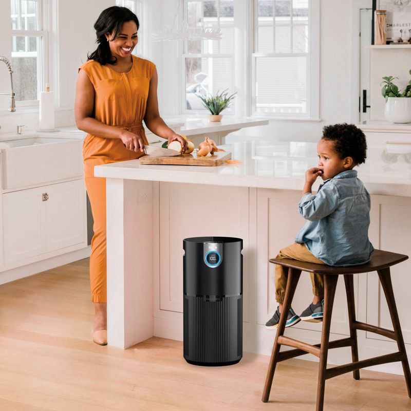 slide 15 of 19, Shark Air Purifier MAX with True NanoSeal HEPA Cleansense IQ Odor Lock Cleans up to 1200 sq ft Charcoal Gray HP202: Programmable Timer, 1200 sq ft