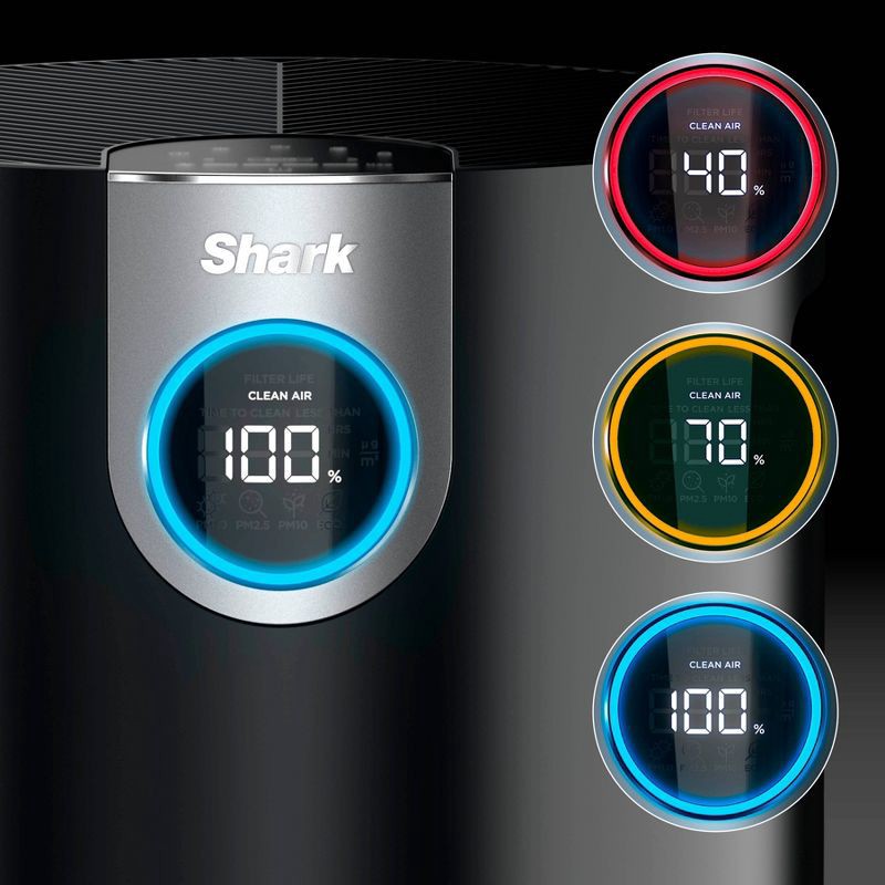 slide 17 of 19, Shark Air Purifier MAX with True NanoSeal HEPA Cleansense IQ Odor Lock Cleans up to 1200 sq ft Charcoal Gray HP202: Programmable Timer, 1200 sq ft
