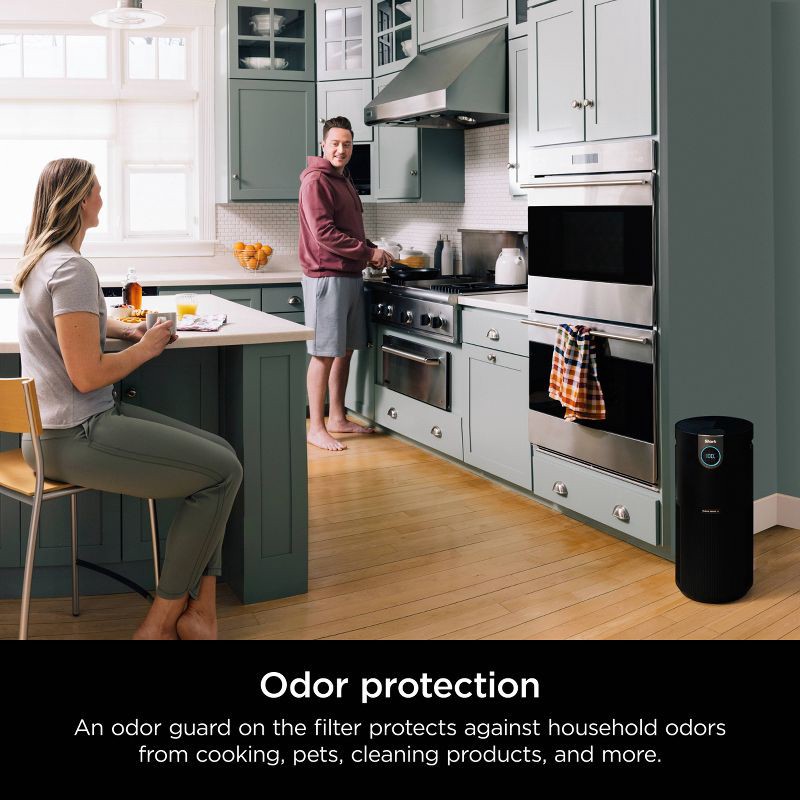 slide 8 of 19, Shark Air Purifier MAX with True NanoSeal HEPA Cleansense IQ Odor Lock Cleans up to 1200 sq ft Charcoal Gray HP202: Programmable Timer, 1200 sq ft