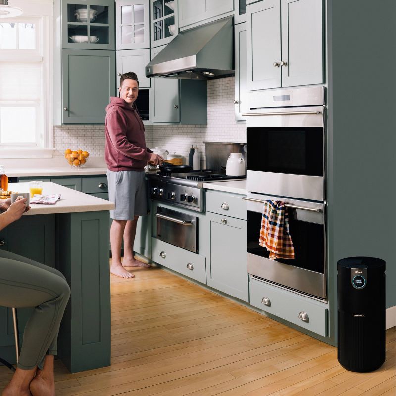 slide 11 of 19, Shark Air Purifier MAX with True NanoSeal HEPA Cleansense IQ Odor Lock Cleans up to 1200 sq ft Charcoal Gray HP202: Programmable Timer, 1200 sq ft