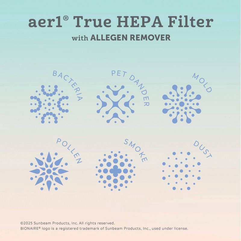 slide 5 of 5, Bionaire 2pk AER1 Allergen Air Purifier Filters Green: True HEPA, EPA Certified, Captures Odors & Smoke, Fits Bionaire & Holmes, 2 ct