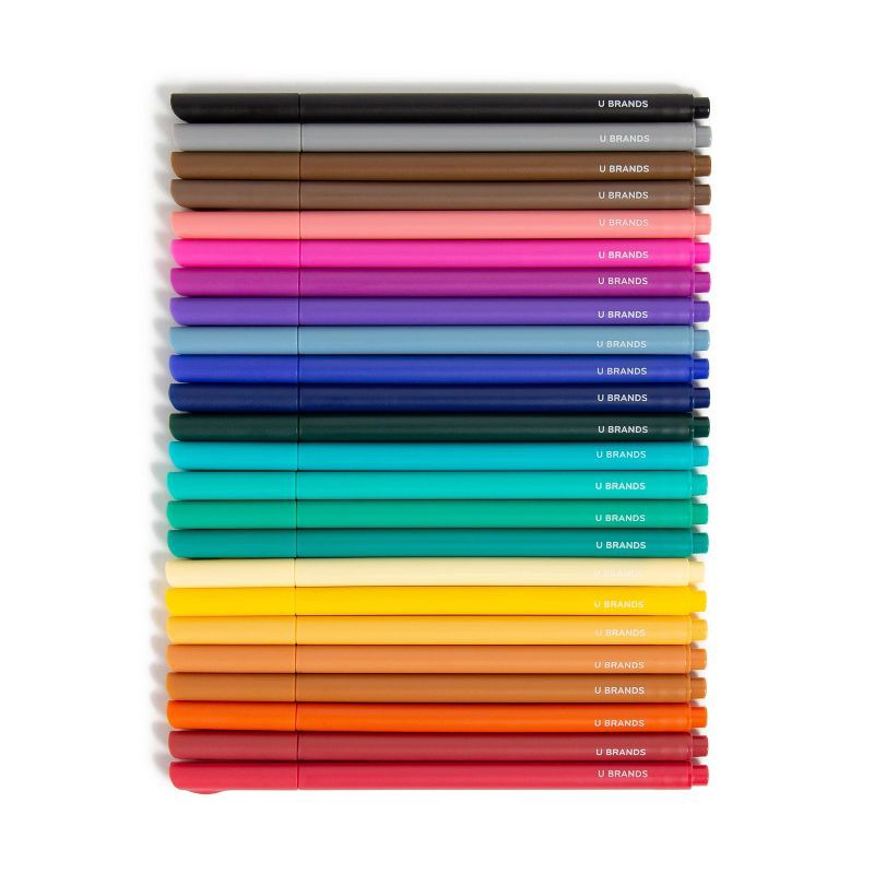 slide 3 of 6, U Brands 24ct Felt Tip Pens Fine Liner Assorted Colors, 24 ct