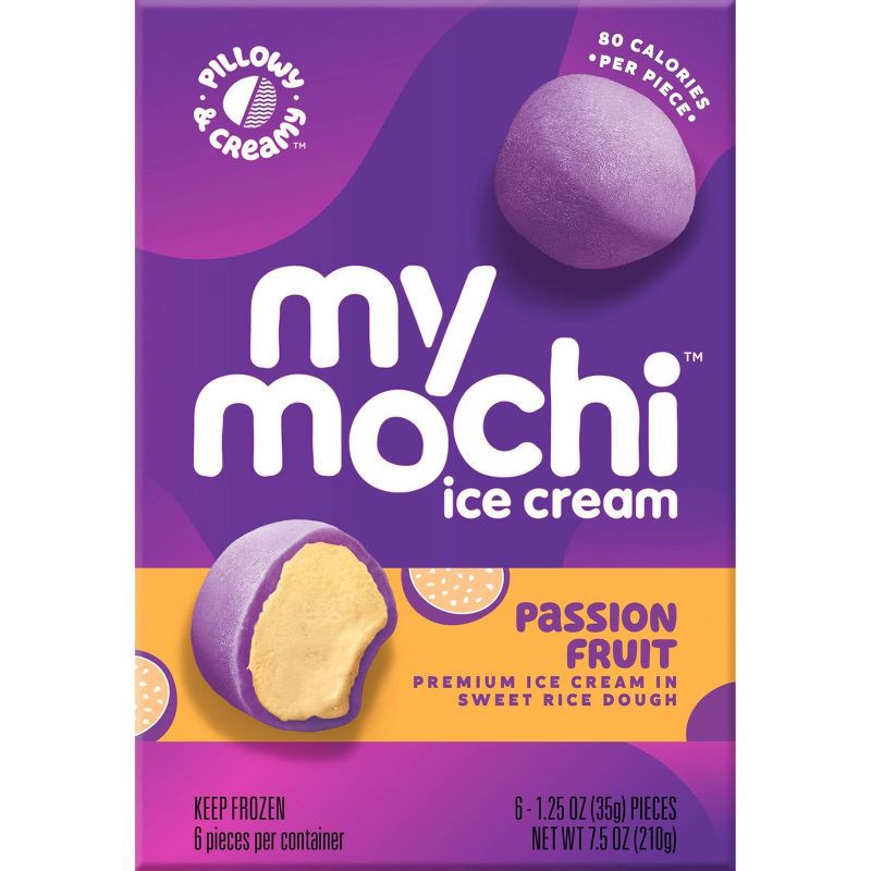 slide 1 of 6, My/Mochi Passion Fruit Frozen Ice Cream - 6ct, 6 ct