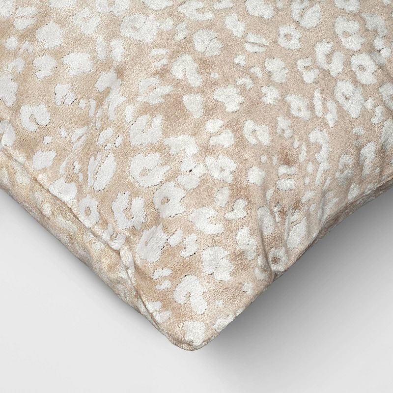 slide 4 of 4, Velvet Jacquard Cheetah Lumbar Throw Pillow Beige - Threshold™, 1 ct