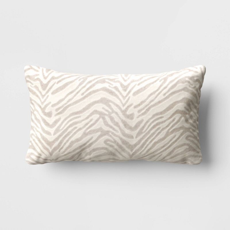 slide 1 of 4, Velvet Jacquard Zebra Lumbar Throw Pillow - Threshold™, 1 ct