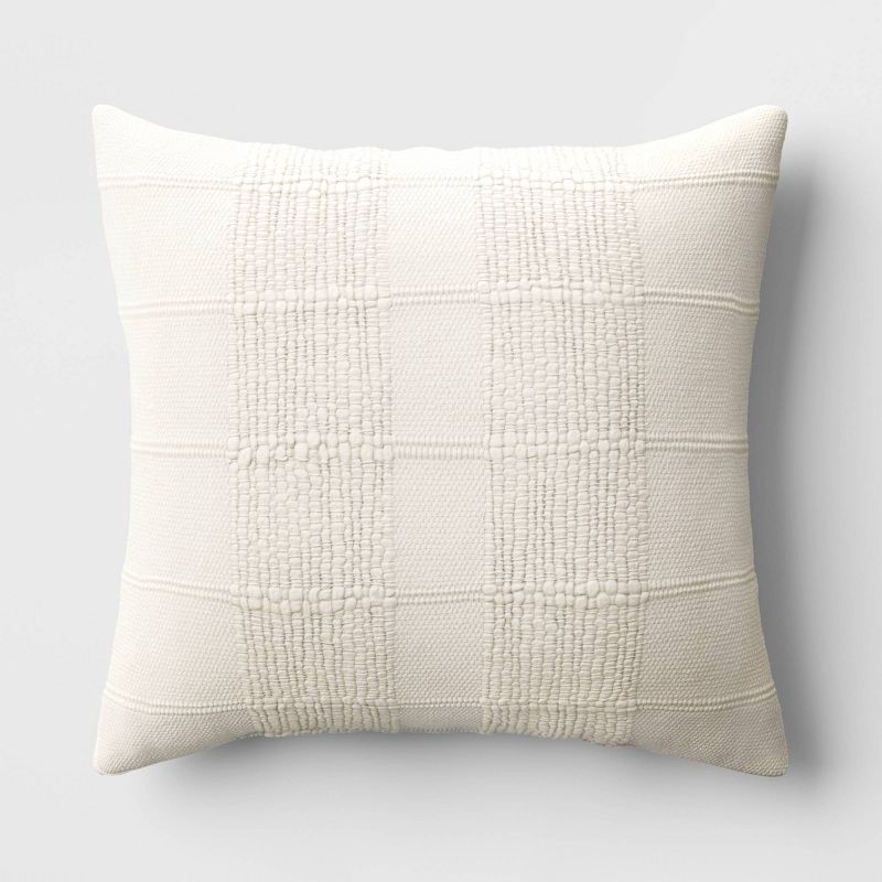 slide 1 of 5, Textural Solid Square Throw Pillow Off-White - Threshold™: Decorative Accent for Modern Home Decor, Indoor Use, 1 ct