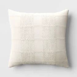 Textural Solid Square Throw Pillow Off-White - Threshold™: Decorative Accent for Modern Home Decor, Indoor Use