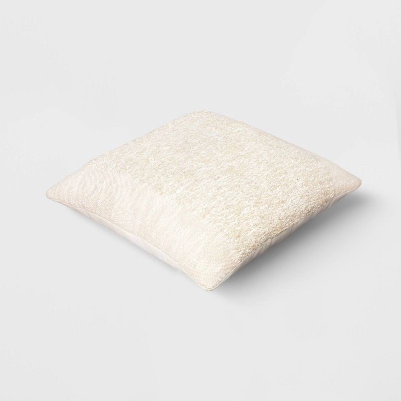 slide 3 of 5, Textural Solid Square Throw Pillow Neutral - Threshold™, 1 ct
