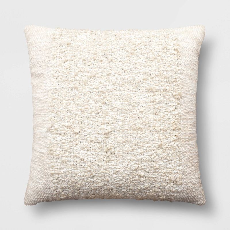 slide 1 of 5, Textural Solid Square Throw Pillow Neutral - Threshold™, 1 ct