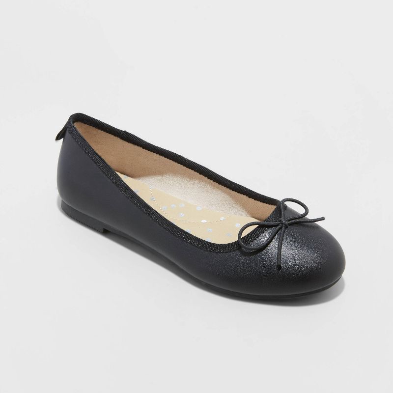 slide 1 of 9, Girls' Diana Slip-On Ballet Flats - Cat & Jack™ Black 13, 1 ct