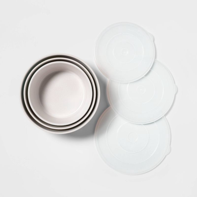 slide 2 of 3, 3pc Bamboo and Melamine Palm Leaf Food Storage Container Set - Sun Squad, 3 ct