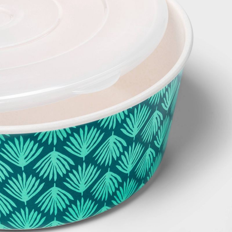 slide 3 of 3, 3pc Bamboo and Melamine Palm Leaf Food Storage Container Set - Sun Squad, 3 ct