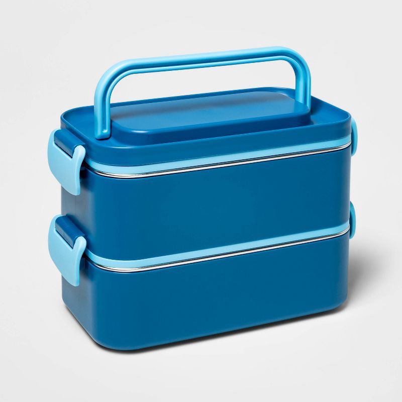 2pk Stainless Steel Stackable Bento Boxes Blue - Sun Squad 2 ct