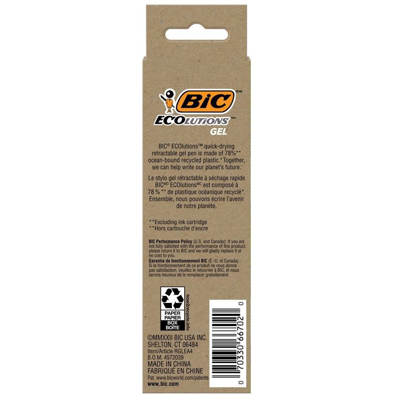 slide 3 of 6, BiC 4ct Gel Pen Ocean-Bound ECOlutions Assorted Ink, 4 ct
