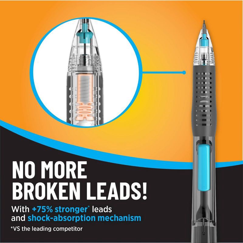 slide 4 of 5, BiC 4ct Break-Resistant Mechanical Pencil Velocity Premium: 0.7mm No. 2 Multicolor Pencils, Plastic, Ages 5+, 4 ct