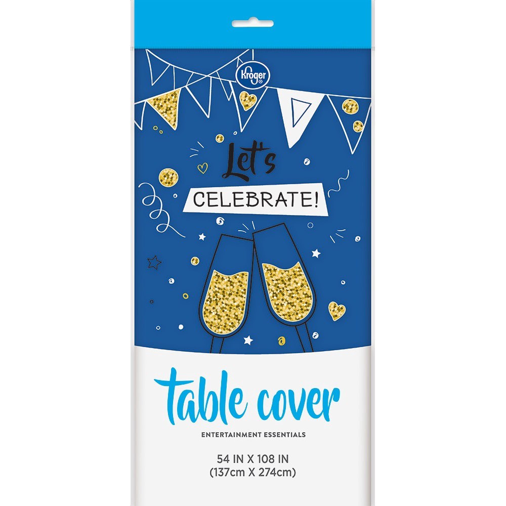 slide 1 of 1, Kroger Entertainment Essentials Table Cover - Blue, 54 in x 108 in