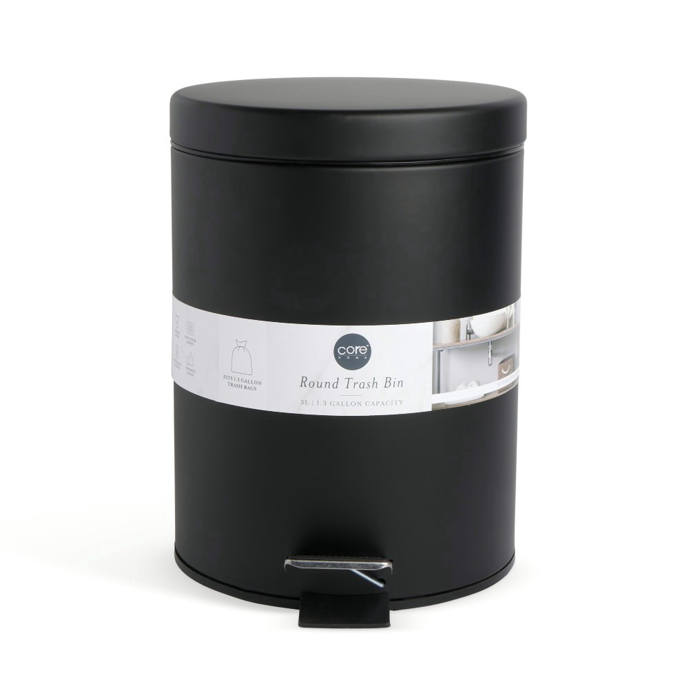slide 2 of 3, Comehome Round Stainless Steel Trash Can - Black, 1 ct