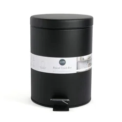 Comehome Round Stainless Steel Trash Can - Black