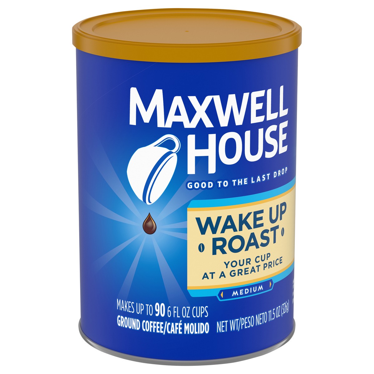 slide 3 of 9, Maxwell House Wake Up Roast Medium Roast Ground Coffee, 11.5 oz Canister, 11.5 oz