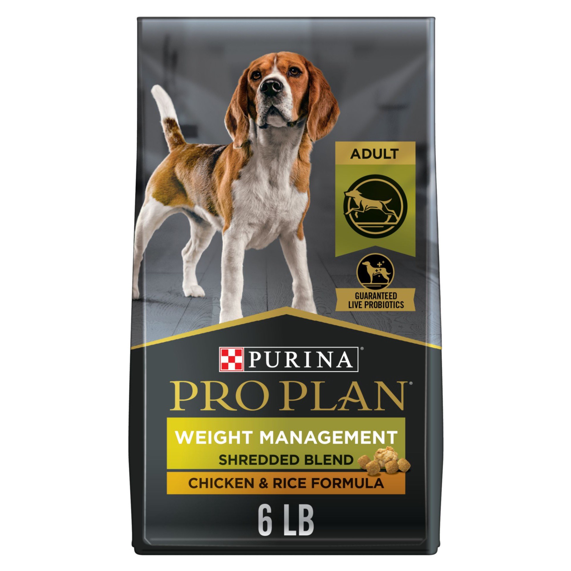 slide 1 of 1, Pro Plan Purina Pro Plan Weight Management Dog Food, Shredded Blend Chicken & Rice Formula, 6 lb