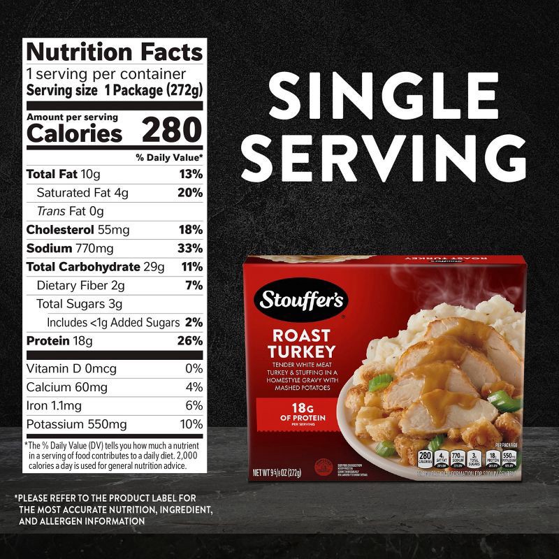 slide 7 of 9, Stouffer's Frozen Roast Turkey Microwave Meal - 9.625oz​, 9.625 oz