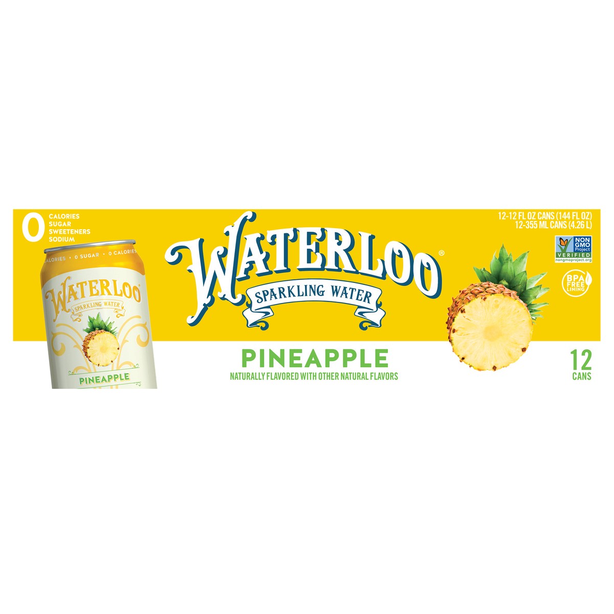 slide 1 of 2, Waterloo Sparkling Wtr,Pineapple - 12 ct, 12 ct