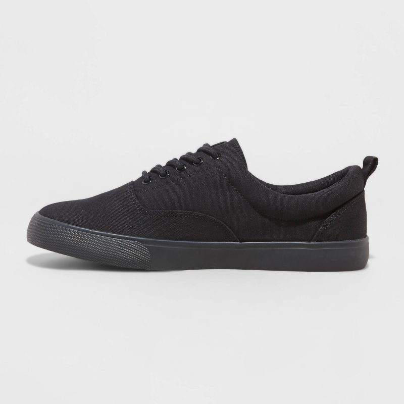 slide 2 of 5, Men's Brady Canvas Sneakers - Goodfellow & Co™ Black 10.5: Lace-Up, Padded Collar, Flocked Outsole, Round Toe, 1 ct