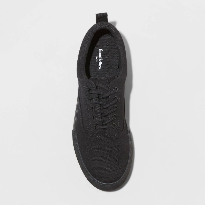 slide 3 of 5, Men's Brady Canvas Sneakers - Goodfellow & Co™ Black 10.5: Lace-Up, Padded Collar, Flocked Outsole, Round Toe, 1 ct