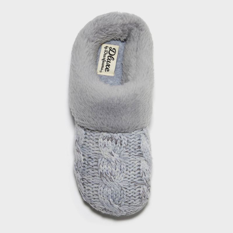slide 3 of 4, dluxe by dearfoams Women's Carol Slippers - Gray XL: Cushioned Insole, Indoor/Outdoor Outsole, 1 ct