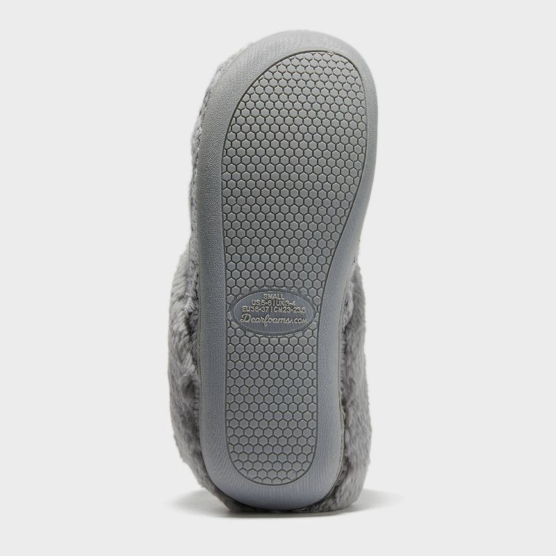 slide 4 of 4, dluxe by dearfoams Women's Carol Slippers - Gray XL: Cushioned Insole, Indoor/Outdoor Outsole, 1 ct