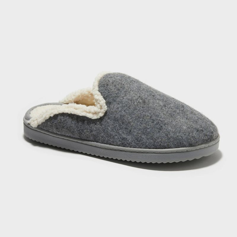 slide 1 of 4, dluxe by dearfoams Women's Maci Felted Scuff Slippers - Gray M: Indoor/Outdoor Slip-On House Shoes, Cushioned Insole, 1 ct