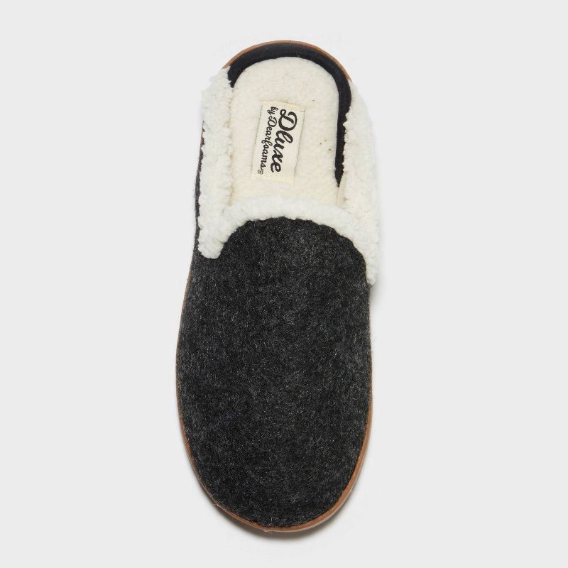 slide 3 of 4, dluxe by dearfoams Women's Maci Felted Scuff Slippers - Black S: Indoor/Outdoor Slip-On House Shoes, Cushioned Insole, 1 ct
