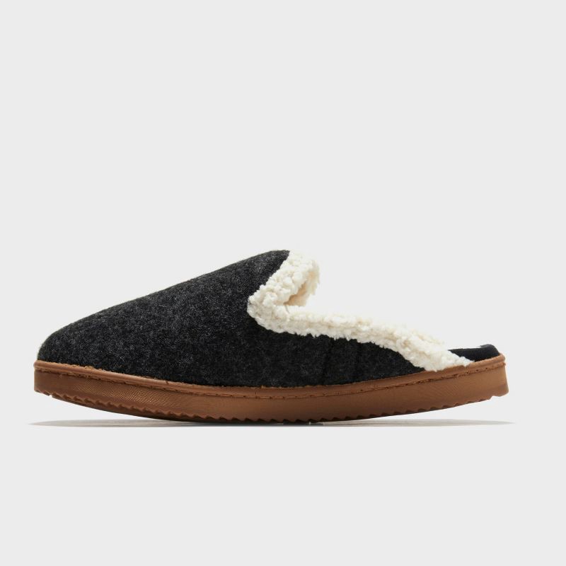 slide 2 of 4, dluxe by dearfoams Women's Maci Felted Scuff Slippers - Black M: Indoor/Outdoor Slip-On House Shoes, Cushioned Insole, 1 ct