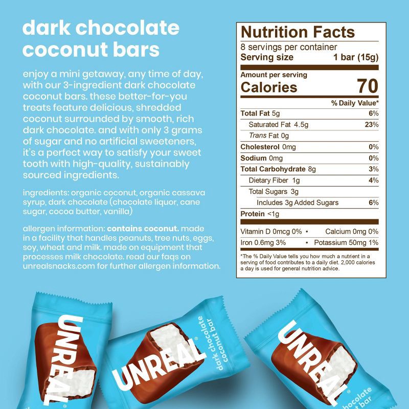 slide 5 of 6, UNREAL Dark Chocolate Coconut Candy Bars - 4.2oz, 4.2 oz