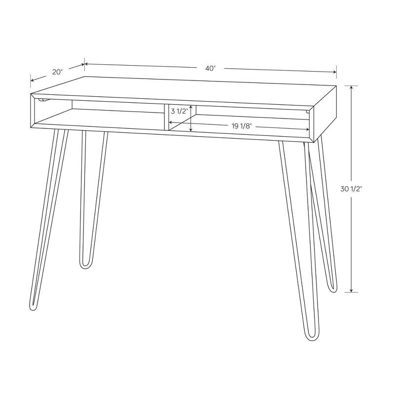 slide 8 of 8, Hairpin Writing Desk with Storage White - Threshold™, 1 ct