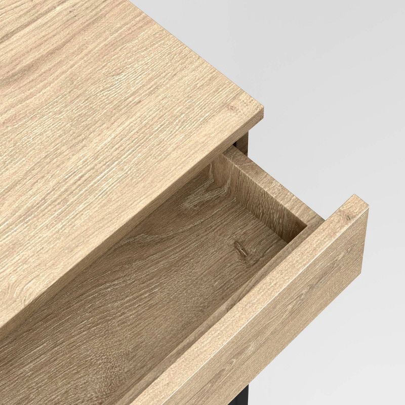 slide 5 of 7, Loring Wood Writing Desk with Drawers and Charging Station Oak - Threshold™, 1 ct