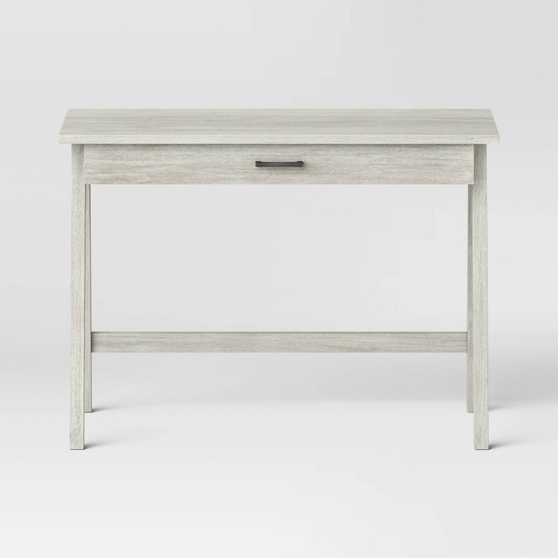 Paulo Wood Writing Desk with Drawer Weathered White Threshold 1 ct