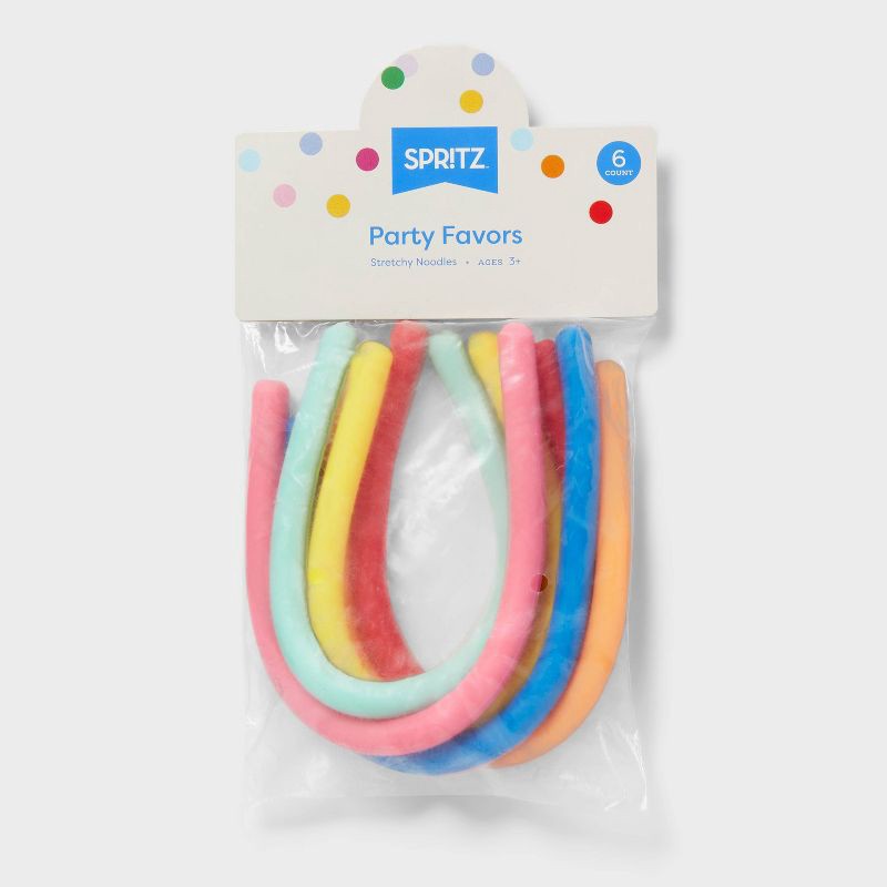 slide 3 of 3, 6ct Stretchy Noodle Party Favors - Spritz™: Multi-Colored Toy Noodles for Kids, All Occasions, Party Favor Toys, 6 ct
