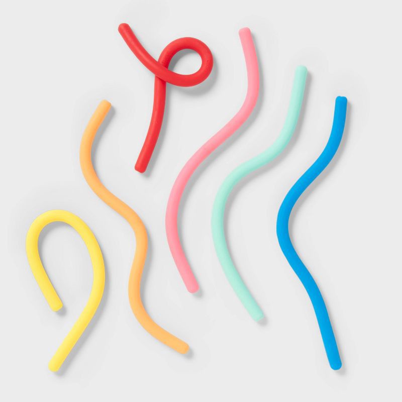 slide 1 of 3, 6ct Stretchy Noodle Party Favors - Spritz™: Multi-Colored Toy Noodles for Kids, All Occasions, Party Favor Toys, 6 ct