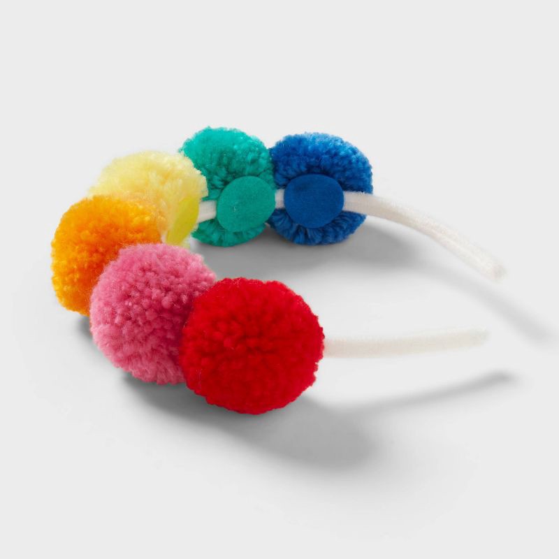 slide 3 of 4, 1ct Rainbow Pom-Pom Headband - Spritz™, 1 ct