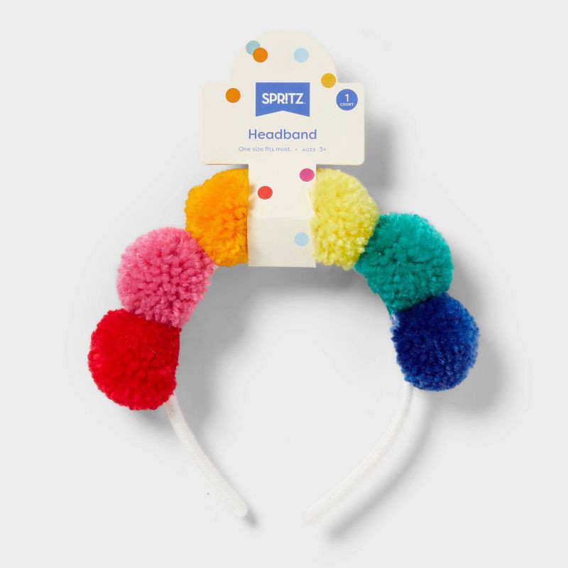 slide 4 of 4, 1ct Rainbow Pom-Pom Headband - Spritz™, 1 ct