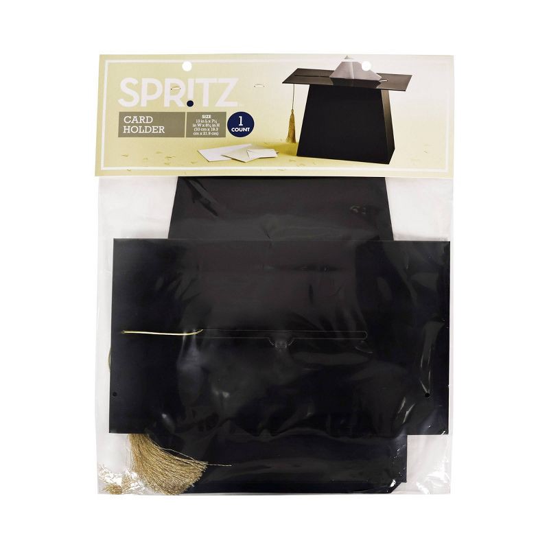 slide 2 of 3, Graduation Cap Card Holder Black - Spritz™, 1 ct