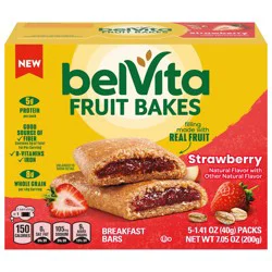 belVita Fruit Bakes, Strawberry, Soft Baked Breakfast Bars, 5 Packs (2 Fruit Bars Per Pack)