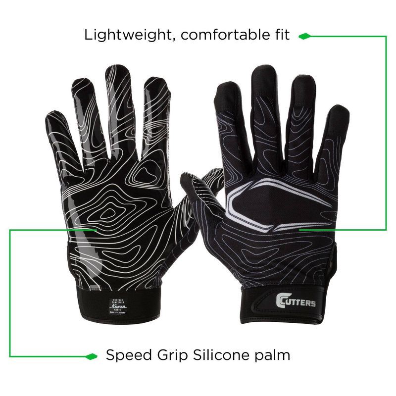 slide 4 of 5, Cutters Game Day Receiver Youth Sports Gloves - Black Topo S/M, 1 ct