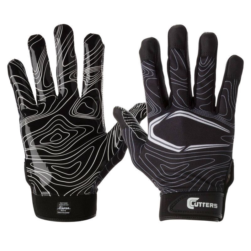 slide 1 of 2, Cutters Game Day Receiver Youth Sports Gloves - Black Topo S/M, 1 ct