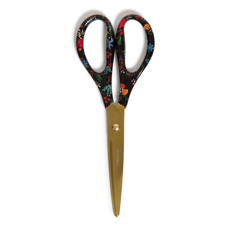 slide 1 of 5, U Brands Designer Series Scissors 8" Midnight Blossom: Steel Office Tool, Floral Design, Multicolored, Non-Powered, 1 ct