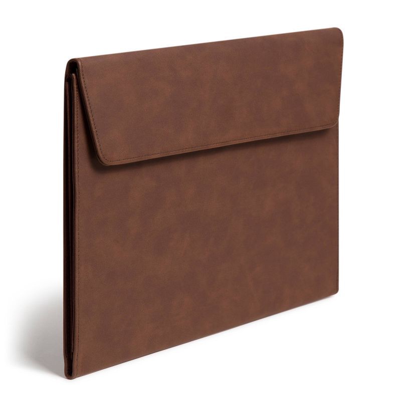 slide 4 of 5, U Brands File Organizer Brown Pleather: Polyurethane File Holder, No Assembly Required, 14.5" Height, 9.25" Width, 1 ct