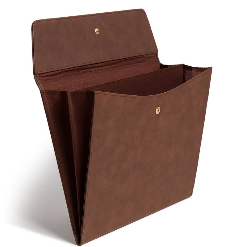 slide 1 of 5, U Brands File Organizer Brown Pleather: Polyurethane File Holder, No Assembly Required, 14.5" Height, 9.25" Width, 1 ct